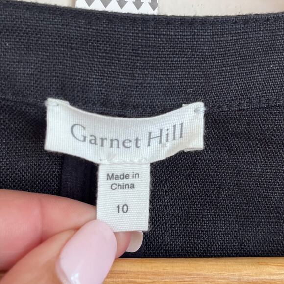 Garnet Hill Linen Asymmetric Womens Jacket Blazer Size 10 Black Minimalist Boho - Picture 6 of 8